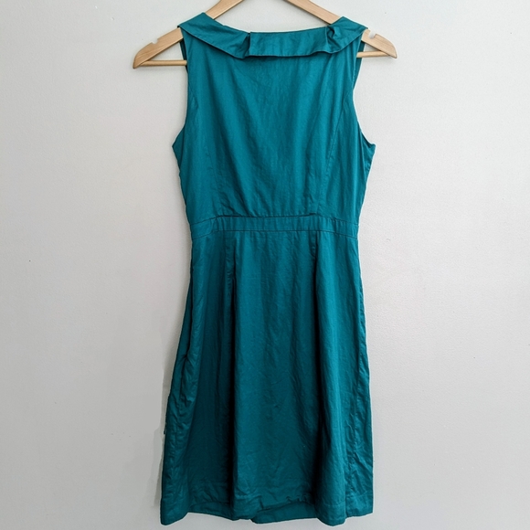 J Crew Blakely Dress, Sleeveless, Ruffle, Cyan Green, Women's Size 0 - Picture 2 of 10